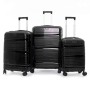 Set De 3 Valises Incassable Avec Roues Démontables - Noir Brillant