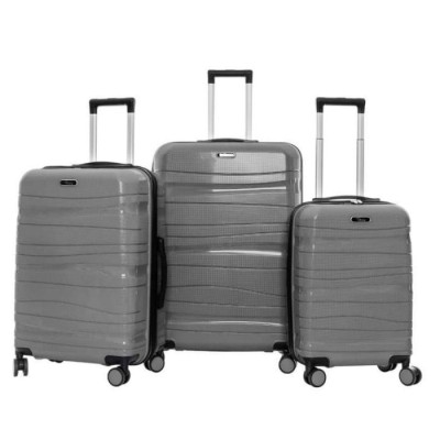 Set De 3 Valises Incassable Avec Roues Démontables - Gris Brillant