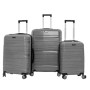 Set De 3 Valises Incassable Avec Roues Démontables - Gris Brillant