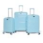 Set De 3 Valises Incassable Avec Roues Démontables - Bleu Ciel Brillant