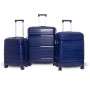 Set De 3 Valises Incassable Avec Roues Démontables - Bleu Marine Brillant