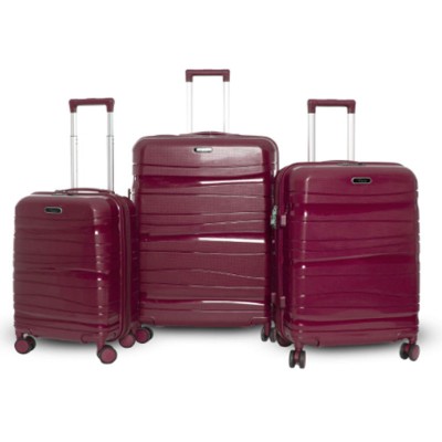Set De 3 Valises Incassable Avec Roues Démontables - Rouge Bordeaux Brillant