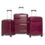 Set De 3 Valises Incassable Avec Roues Démontables - Rouge Bordeaux Brillant