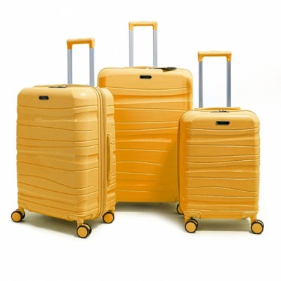 Set De 3 Valises Incassable Avec Roues Démontables - Jaune Motarde Brillant