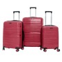 Set De 3 Valises Incassable Avec Roues Démontables - Rouge Brillant