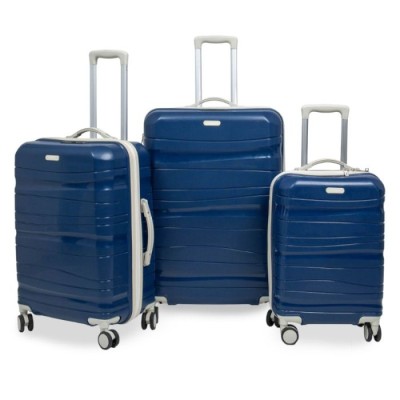 Set De 3 Valises TITOU Incassable Avec Roues Démontables Bleu & Blanc