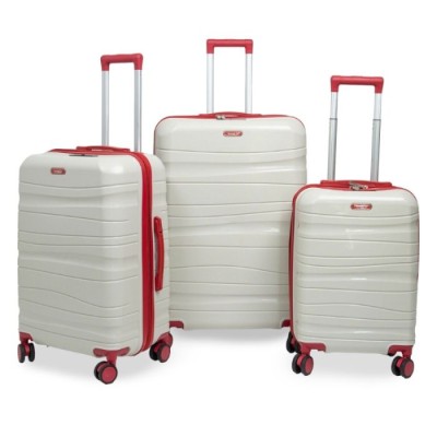 Set De 3 Valises TITOU Incassable Avec Roues Démontables - Blanc & Rouge