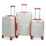 Set De 3 Valises TITOU Incassable Avec Roues Démontables - Blanc & Rouge