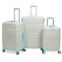 Set De 3 Valises TITOU Incassable Avec Roues Démontables - Blanc & Bleu
