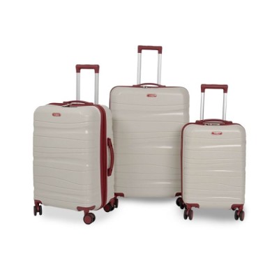 Set De 3 Valises TITOU Incassable Avec Roues Démontables - Blanc & Rouge bordeaux