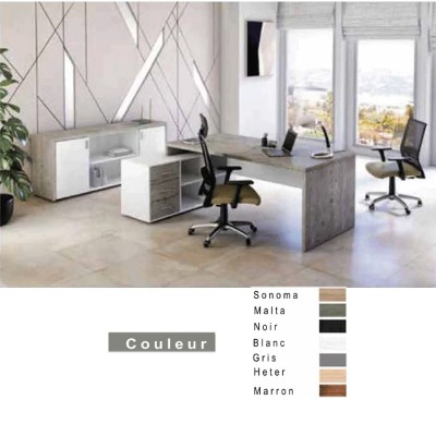 Bureau De Direction Libra + Retour + Caisson 180 X 180 X 75