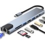 Adaptateur 8en1 Type C USB C TO HD TV & SD TF & USB3.0 & USB C & PD & LAN