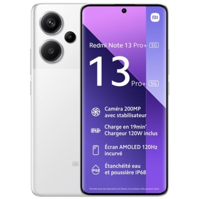Smartphone XIAOMI Redmi Note 13 Pro+ 5G 8Go 256Go - Blanc