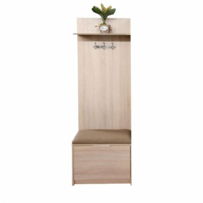 Porte Chaussures SOTUFAB Square Avec Assise Capitonnée - Chêne Brut et Moka