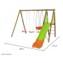 Portique en bois ZAMBO 2,30m 3 agrès + 1 toboggan - TRIGANO