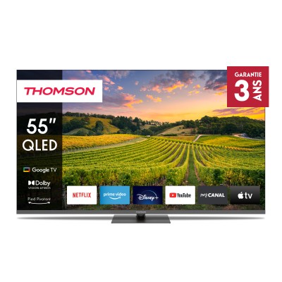 TV THOMSON 55" 55QG5C14 QLED Plus Google Tv - Gris foncé